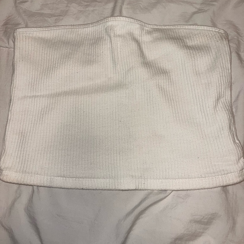 White Ribbed Tube Top